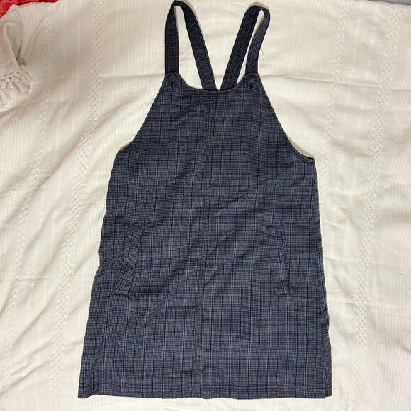 FRANK & OAK Grey Plaid Houndstooth Pinafore Jumper Mini Dress - Picture 6 of 14